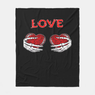 Skeleton Hands Herz Funny Design Fleecedecke