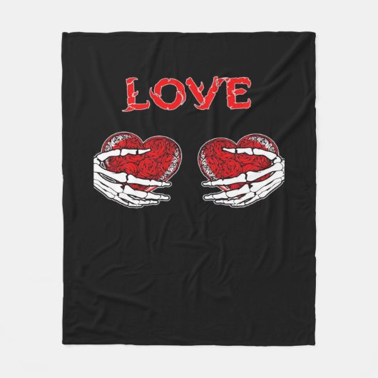 Skeleton Hands Herz Funny Design Fleecedecke (Vorderseite)