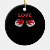 Skeleton Hands Herz Funny Design Keramik Ornament (Vorne)