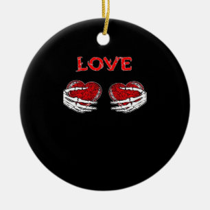 Skeleton Hands Herz Funny Design Keramik Ornament