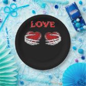 Skeleton Hands Herz Funny Design Pappteller (Party)