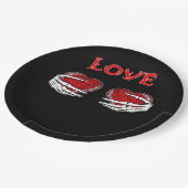 Skeleton Hands Herz Funny Design Pappteller (Schrägansicht)