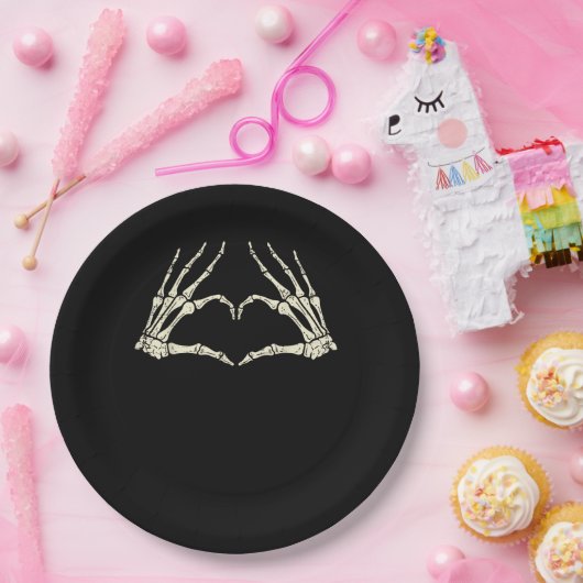 Skeleton Hands Herz Funny Halloween Männer Frauen Pappteller (Party)