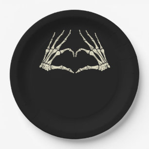 Skeleton Hands Herz Funny Halloween Männer Frauen Pappteller
