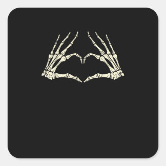 Skeleton Hands Herz Funny Halloween Männer Frauen Quadratischer Aufkleber