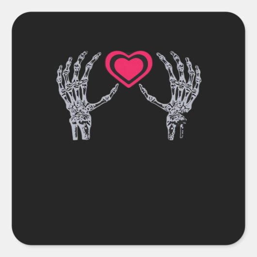 Skeleton Hands Herz Niedlich Quadratischer Aufkleber (Vorderseite)