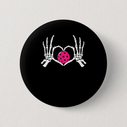 Skeleton Hands Herz Signieren Funny Pickle Valenti Button (Vorderseite)