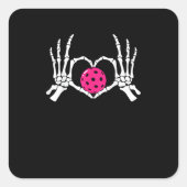 Skeleton Hands Herz Signieren Funny Pickle Valenti Quadratischer Aufkleber (Vorderseite)