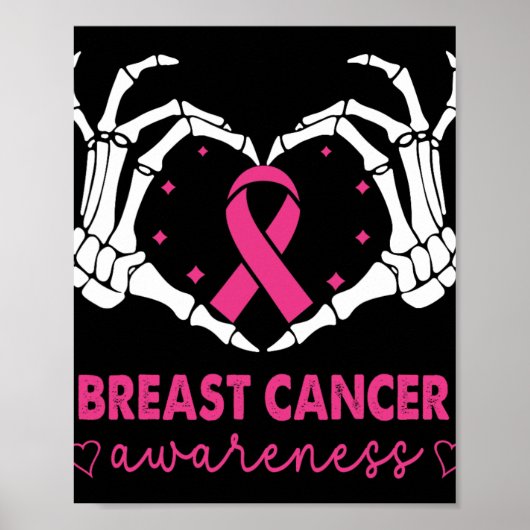 Skeleton Hands Herzmuskel Halloween Brustkrebs Poster (Vorne)