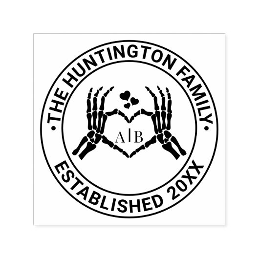 Skeleton Hands Herzzeichen #1R Familienname Datum Permastempel (Design)