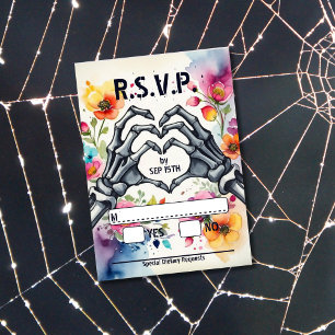 Skeleton Hands Liebe Herzblut Gotische Hochzeit RSVP Karte