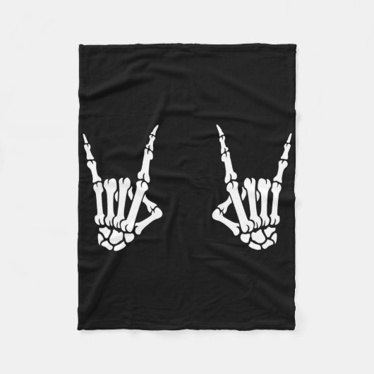 Skeleton Hands Rocker Rock On Rock Star Fleecedecke (Vorderseite)