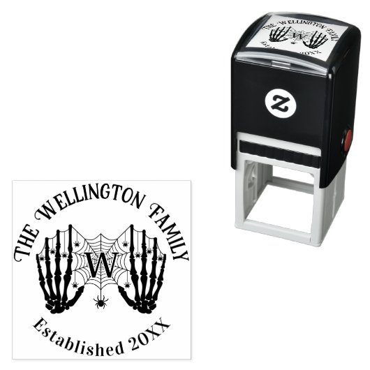 Skeleton Hands Spiderweb Init Familienname Estland Permastempel (Beispiel)