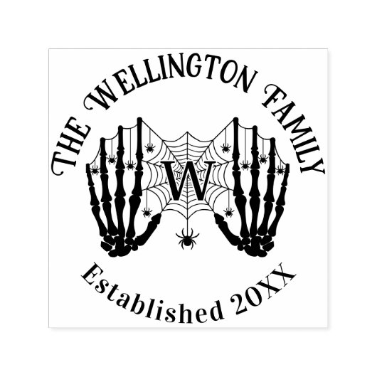 Skeleton Hands Spiderweb Init Familienname Estland Permastempel (Design)