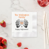 Skeleton Hands Spiderweb Initialname Halloween #2 Serviette (Beispiel)