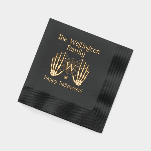 Skeleton Hands Spiderweb Initialname Halloween #2 Servietten Mit Folie (Links)
