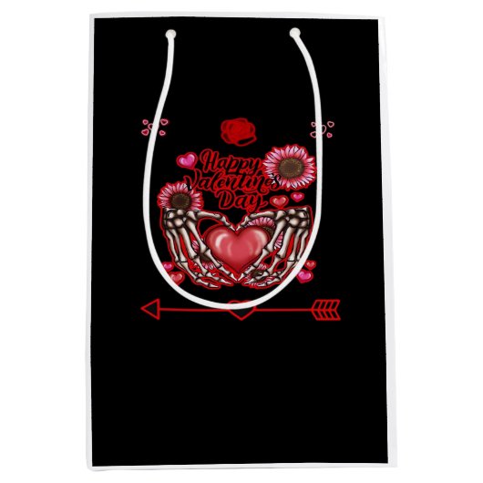 Skeleton Hands Valentinstag Classic Mittlere Geschenktüte (Vorderseite)