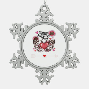 Skeleton Hands Valentinstag Classic Schneeflocken Zinn-Ornament
