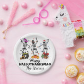 Skeleton Happy Hallothanksmas Pappteller (Party)