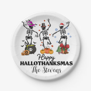 Skeleton Happy Hallothanksmas Pappteller