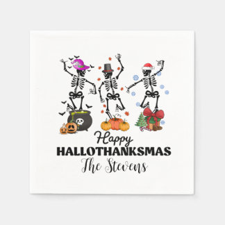 Skeleton Happy Hallothanksmas Serviette