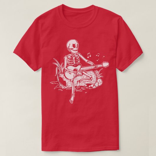 Skeleton Head Playing Acoustic Rock On His Guitar  T-Shirt (Design vorne)