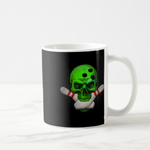 Skeleton Head Skull Bowling Ball und Buttone Happy Kaffeetasse