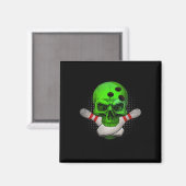 Skeleton Head Skull Bowling Ll und Buttone Happy H Magnet (Vorderseite/Rückseite)