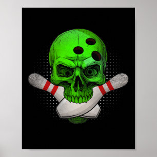 Skeleton Head Skull Bowling Ll und Buttone Happy H Poster
