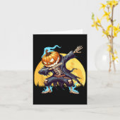Skeleton Headless Pumpkin Dab Dance Boys Halloween Karte (Gelbe Blume)