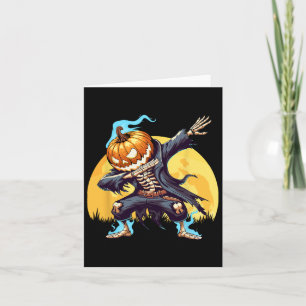 Skeleton Headless Pumpkin Dab Dance Boys Halloween Karte