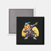 Skeleton Headless Pumpkin Dab Dance Boys Halloween Magnet (Vorderseite/Rückseite)