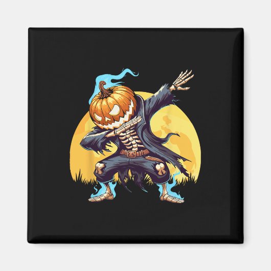 Skeleton Headless Pumpkin Dab Dance Boys Halloween Magnet (Vorne)