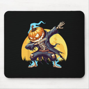 Skeleton Headless Pumpkin Dab Dance Boys Halloween Mousepad