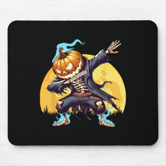 Skeleton Headless Pumpkin Dab Dance Boys Halloween Mousepad (Vorne)