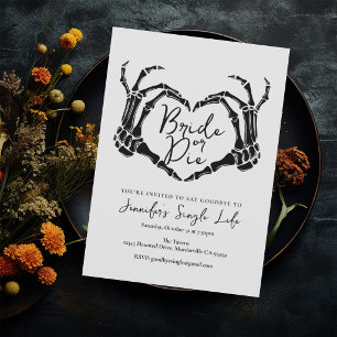 Skeleton Heart Gothic White Junggesellinnenabschie Einladung