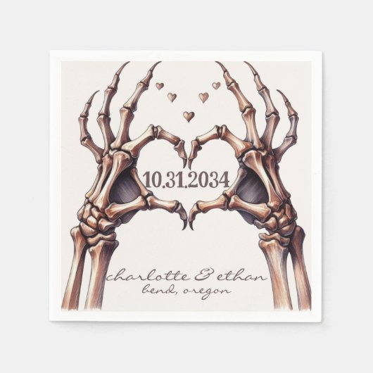 Skeleton Heart Hand Wedding Empfang Serviette (Vorderseite)