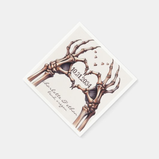 Skeleton Heart Hand Wedding Empfang Serviette (Ecke)