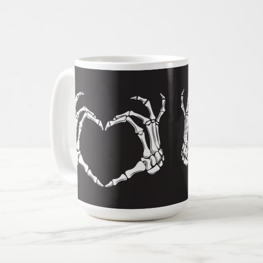 Skeleton Heart Hands auf einem Kaffeetasse (Vorderseite Links)