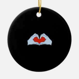 Skeleton Heart Hands Classic & Basic Halloween Keramik Ornament