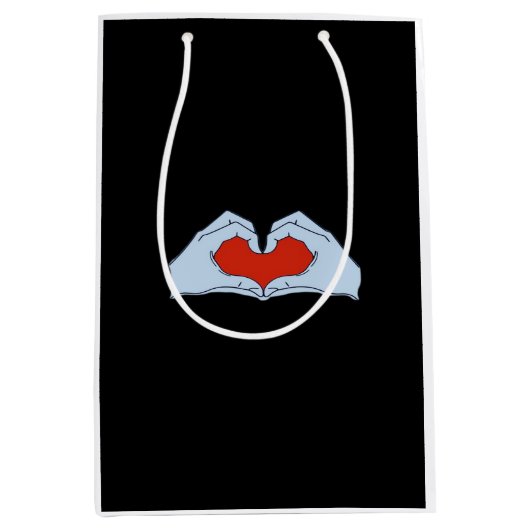 Skeleton Heart Hands Classic & Basic Halloween Mittlere Geschenktüte (Vorderseite)