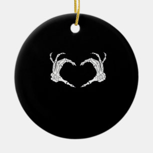 Skeleton Heart Hands Classic Keramik Ornament