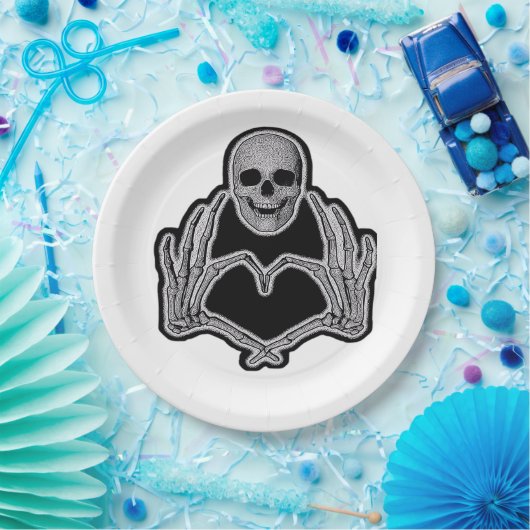 Skeleton Heart Hands Classic Pappteller (Party)