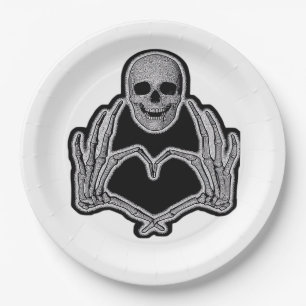 Skeleton Heart Hands Classic Pappteller