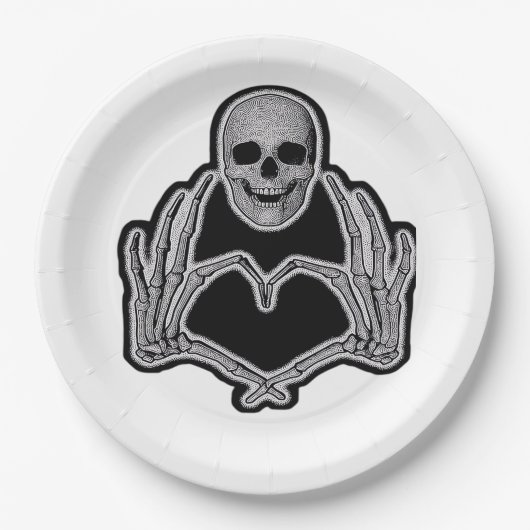 Skeleton Heart Hands Classic Pappteller (Vorderseite)