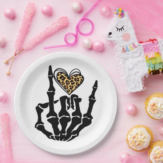 Skeleton Heart Hands Classic Pappteller (Party)