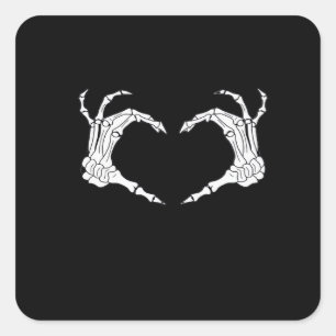 Skeleton Heart Hands Classic Quadratischer Aufkleber