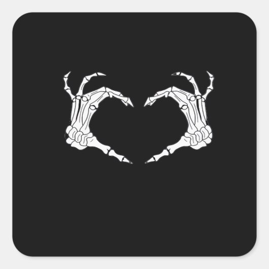 Skeleton Heart Hands Classic Quadratischer Aufkleber (Vorderseite)