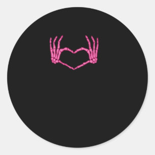 Skeleton Heart Hands Classic Runder Aufkleber