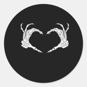 Skeleton Heart Hands Classic Runder Aufkleber